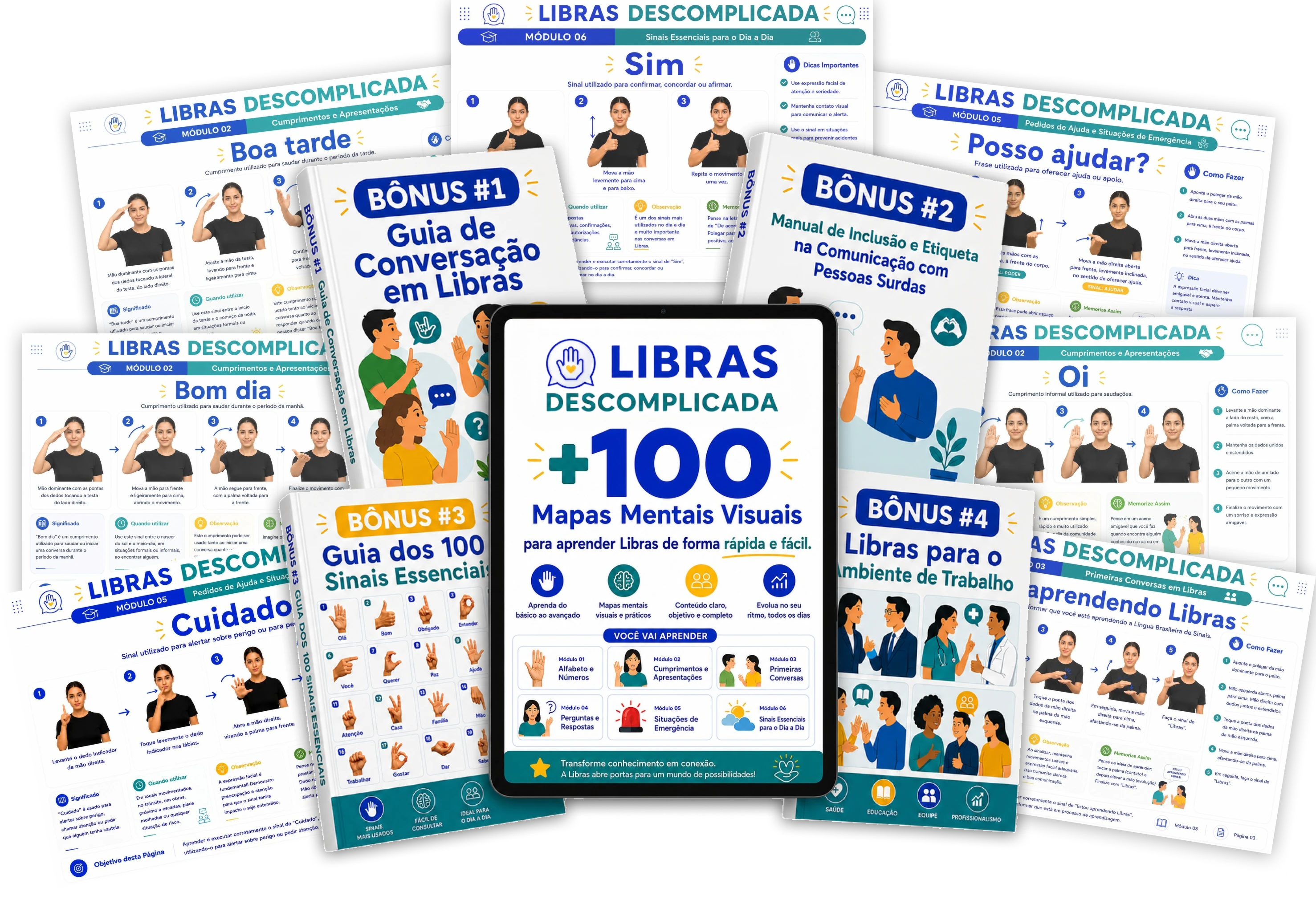 Libras Descomplicada — pacote completo com biblioteca de mapas mentais visuais e bônus